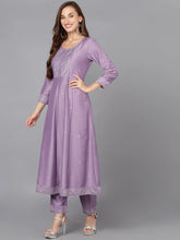Lilac Silk Blend Embroidered Party wear Suit-VKSKD1779